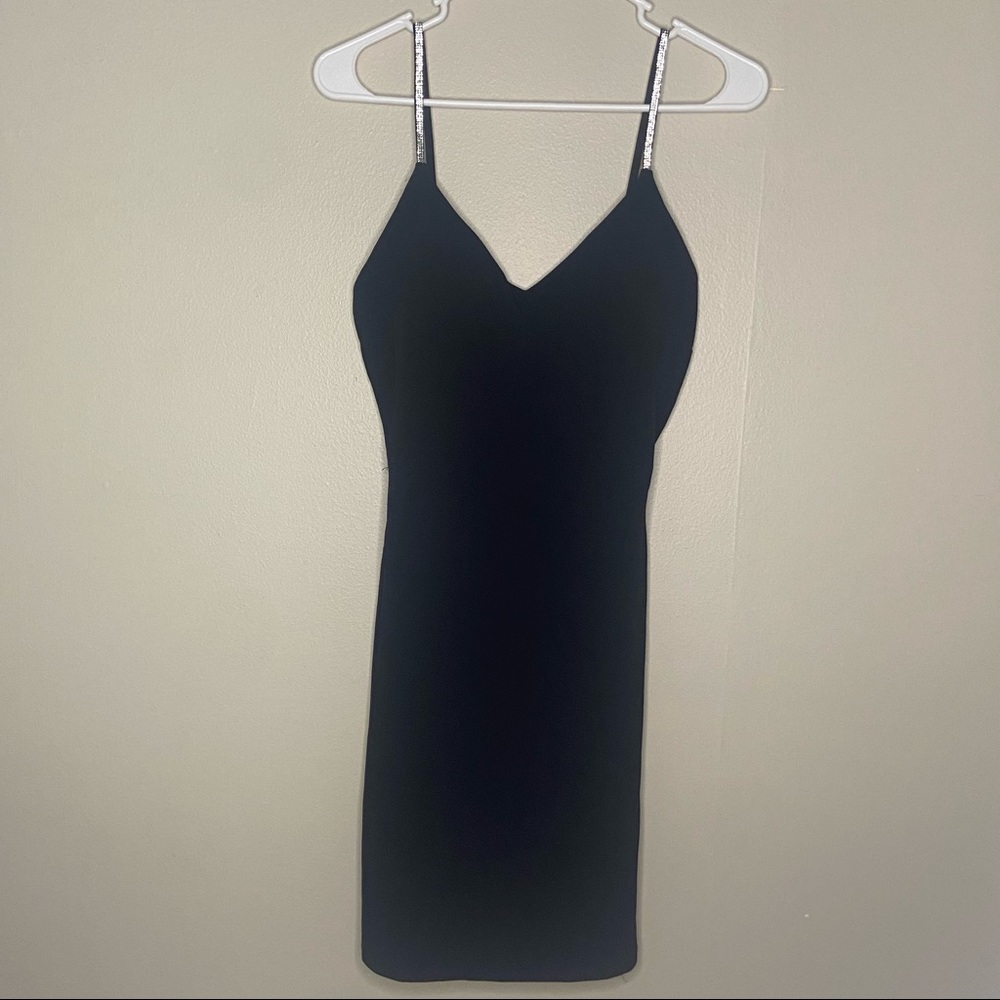 Black, short dress with sparkly straps